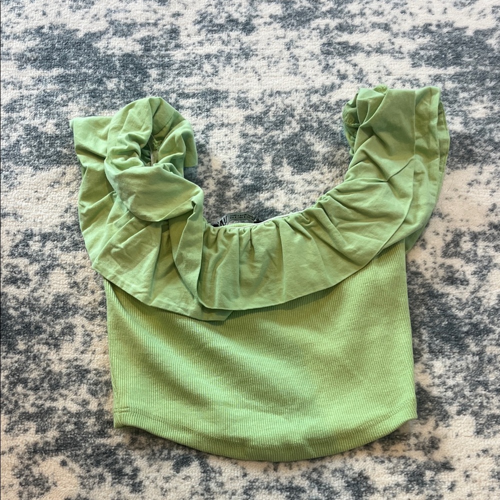 Zara Light Green Ruffled Blouse